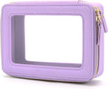 Aveniee Clear Makeup Bag Organizer, Travel Toiletry Bag Cosmetic Case for Women, Portable Make Up Skincare Pouch Car Organizer Bag with Zippers for Essentials,Lilac