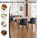 YOUNIKE Dining Chair with Back Single Mid Century Modern Kitchen Chair Boucle Fabric Upholstered Armless Chair 20" Wide Padded Seat with Wooden Legs for Kitchen Dining Living Room Bedroom Navy Blue
