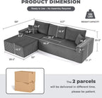 107" Modular Sectional Sofa, L-Shaped Boneless Couch with Deep Seat, Cozy Cloud Couch Sectional with Convertible Ottoman, Modern Sectional Couches for Living Room, No Assembly, Darkgray