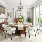 HNY Modern Dining Room Arm Chairs Set of 6, Faux Sherpa Boucle Upholstered Barrel Dining Chairs with Arms Mid-Century White Accent Chair with Metal Legs, Open-Back Kitchen Side Chair for Living Room