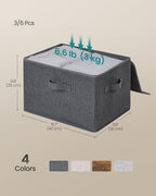 SONGMICS Large Storage Bins with Lids, 31 Quart Fabric Closet Organizer With Zipper, 6 Pack Foldable Storage Boxes, 15.7 x 11.8 x 9.8 Inches, Slate Gray URZB003G02