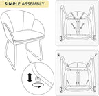 Yaheetech Modern Velvet Vanity Chair Armchair, Flower Shaped Makeup Chair with Golden Metal Legs for Living Room/Makeup Room/Bedroom/Home Office/Kitchen, White