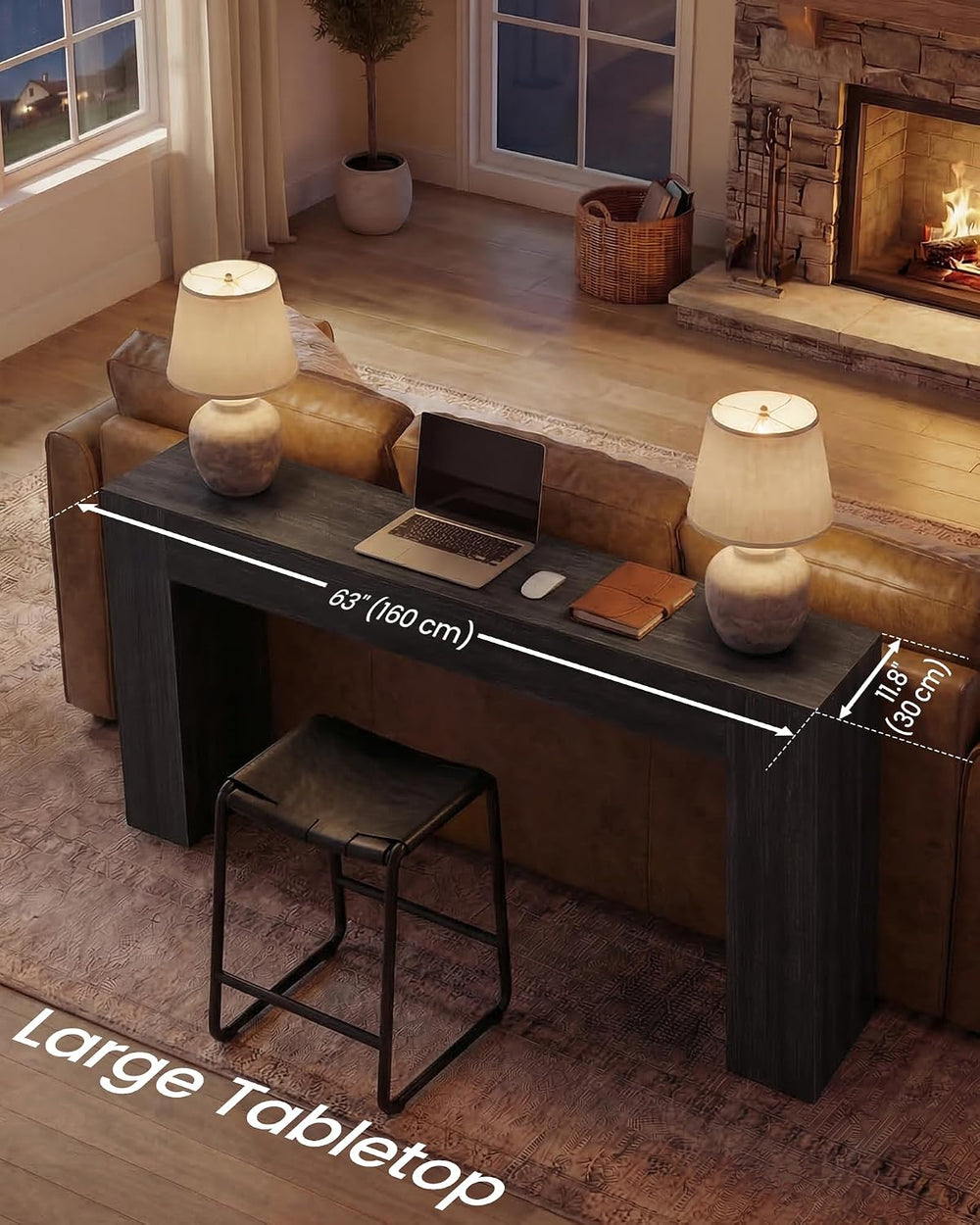 VASAGLE 63 Inches Entryway Table, Thick Tabletop Console Table, Farmhouse