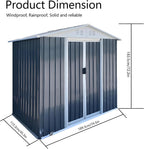 6FT x 4FT Outdoor Sheds Storage Anti-Corrosion Utility Tool House with Lockable Door & Shutter Vents Outdoor Waterproof Garden Tool Metal Storage Sheds（with Metal Foundation）