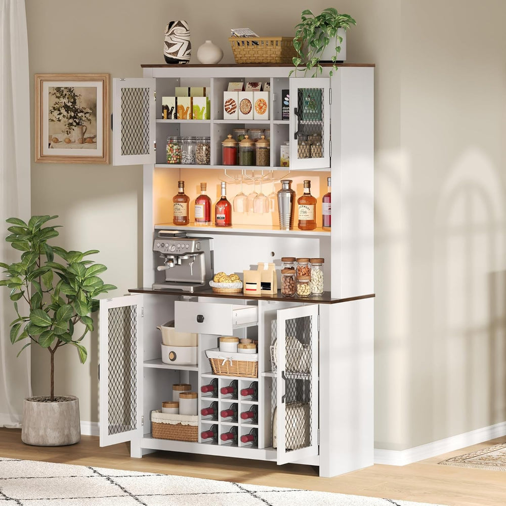 SOFTSEA Kitchen Pantry Cabinet with Built-in Power & USB Outlets, Kitchen...