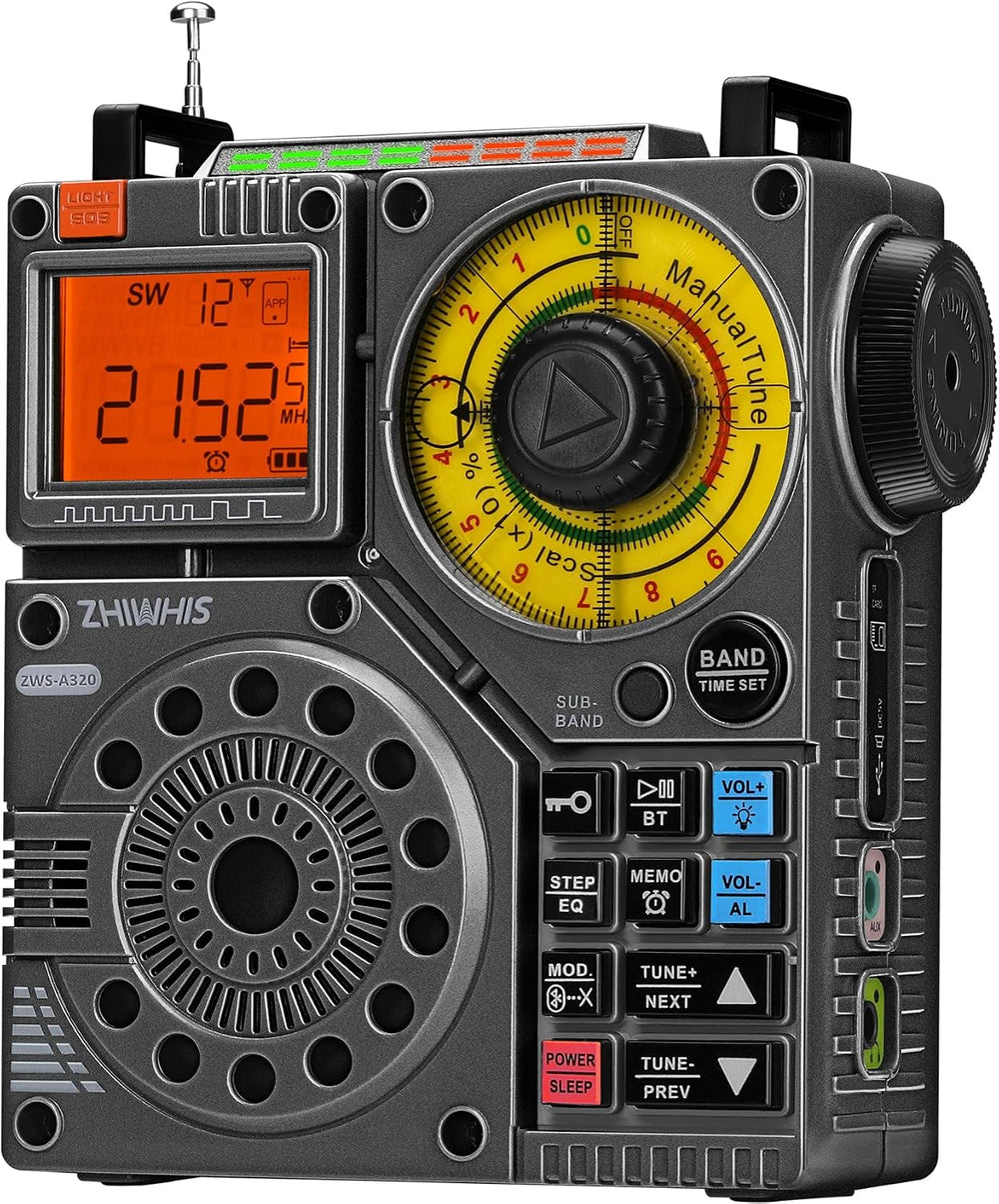 ZHIWHIS A320 Shortwave Radio, Bluetooth Speaker, MP3 Player AM FM VHF SW WB