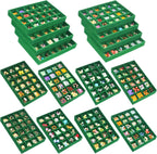 24 Grid Velvet Jewelry Drawer Organizer Tray Stackable Jewelry Trays Removable Dividers for Earring Rings Stud Necklaces (Set of 8, Green
