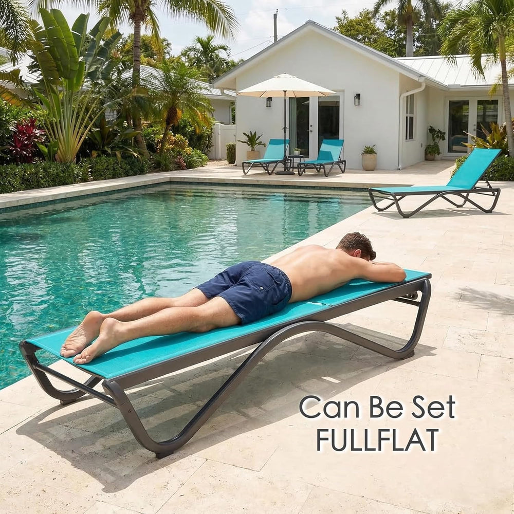 Kozyard Outdoor Chaise Lounge Chair, All Aluminum Frame, Fully Flat Adjustabl...