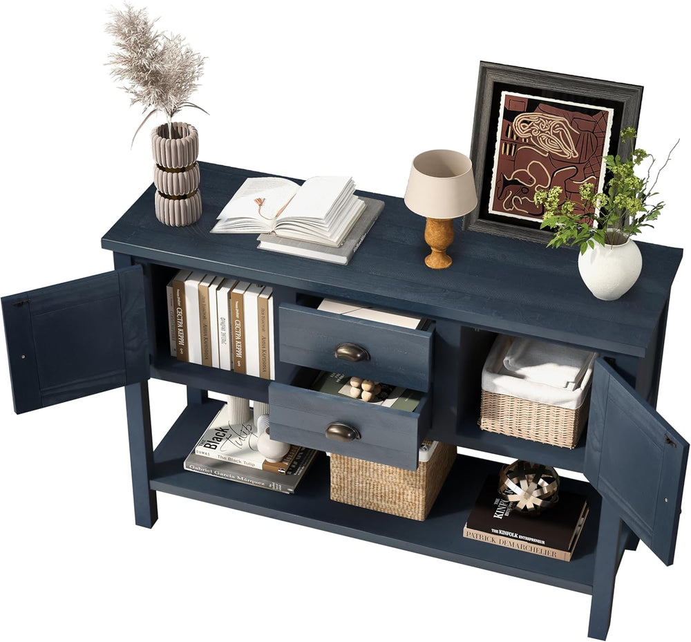 LKTART Farmhouse Sideboard Buffet Cabinet,Solid Wood Sideboard with Storage D...