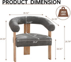 VKNOW Barrel Accent Chairs Set of 2 with Armrests and Rubberwood Legs | Mid Century Modern Upholstered Living Room Chairs with Open Back, Chenille Fabric, for Living Room, Bedroom, Dark Gray