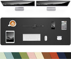 Leather Desk Pad Protector,Large Desk Mat, Mouse Pad, Non-Slip PU Leather Desk Blotter, Laptop Computer Desk Keyboard Mat, Waterproof Desk Writing Pad for Office/Home (Black, 48" x 17")