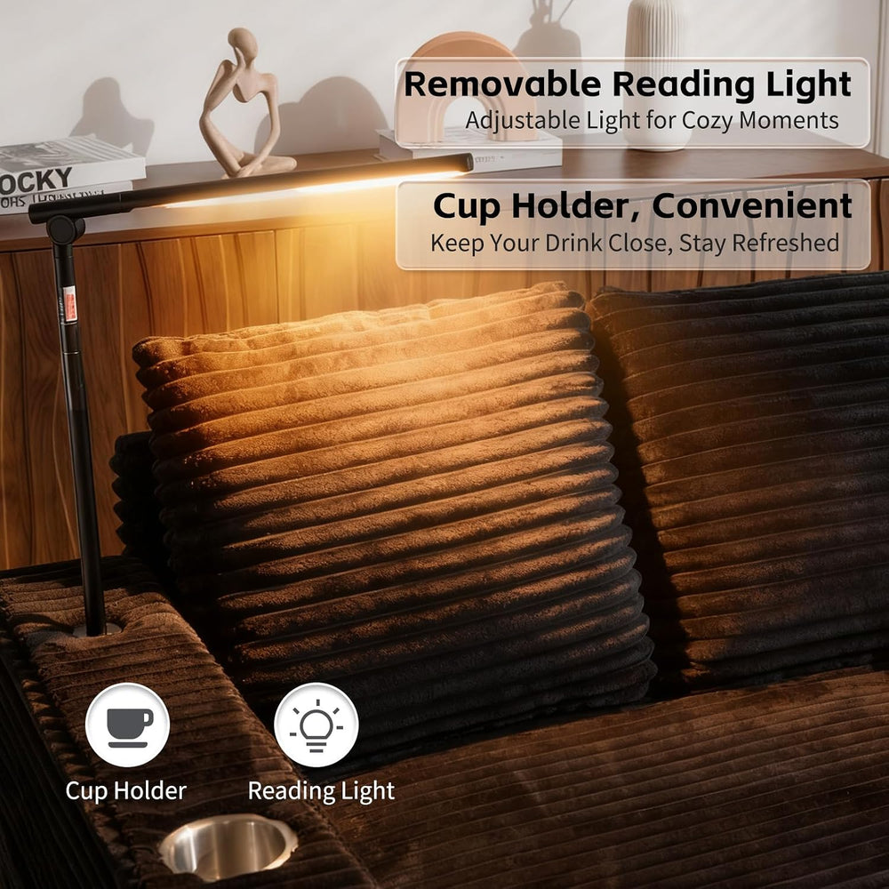 AEDI Oversized Chaise Lounge Chair with Reading Light & USB Charging,Slee...