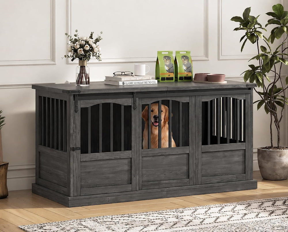 Homiflex 53 Inch Wooden Dog Crate Furniture Heavy Duty Dog Kennel Furniture w...