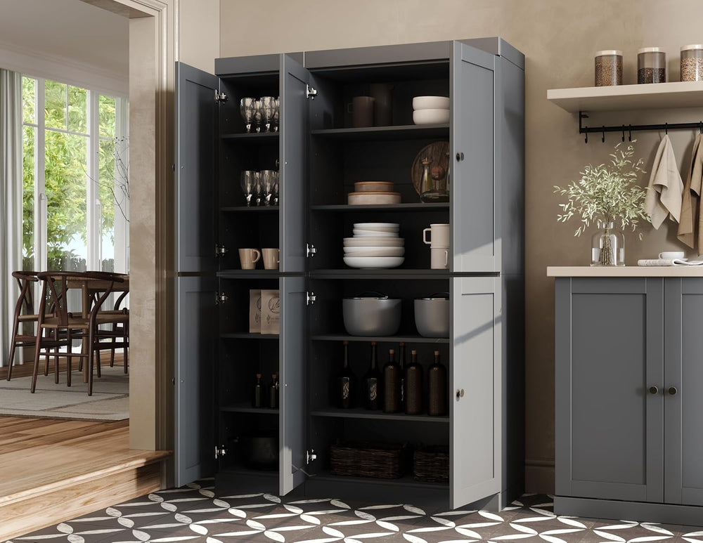 Palace Imports Solid Wood Kitchen Pantry Cabinet 71.5" Tall, 48.5" ...
