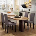 COSTWAY Fabric Armless Dining Chairs Set of 4, Upholstered Kitchen Side Chair w/Rubber Wood Legs, Padded Seat & High Backrest, Mid-Century Modern Accent Chairs for Living Room Restaurant (Brown)