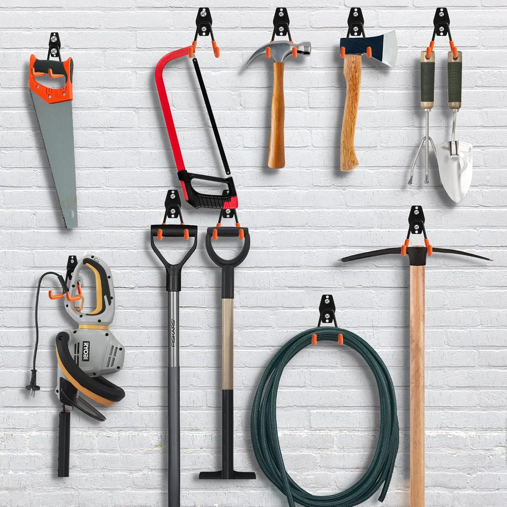 KURUI Heavy Duty Garage Hooks for Hanging, 2 Pack Metal Garage Organization Hooks, Garage Storage Hooks for Ladder Extension Cord Cable, Wall Mount Small Utility Hooks, Garden Tool Organizer/Hanger