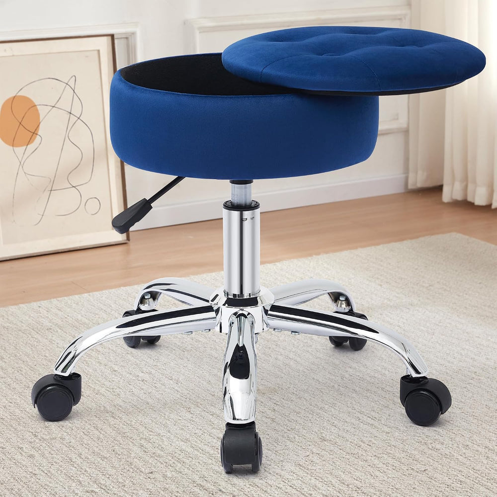 Gitrah Vanity Chair with Wheels Adjustable Vanity Stool with Storage Swivel V...
