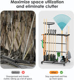 CCCEI Garage Organization with Wheels, Outdoor Gargen Yard Shed Tools Organizer Cart, Home Storage for Cleaning Supplies, Broom Holder, for Shovel and Rake, Long Farming and Farming Tools, Orange.