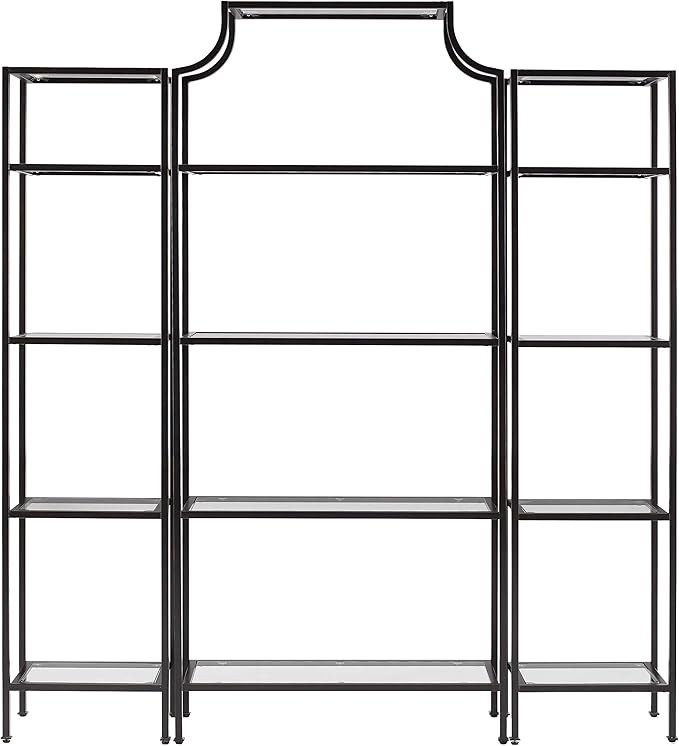 Crosley Furniture Aimee 3-Piece Bookshelf Set with Glass Shelves, Bookcase Storage, Oil-Rubbed Bronze