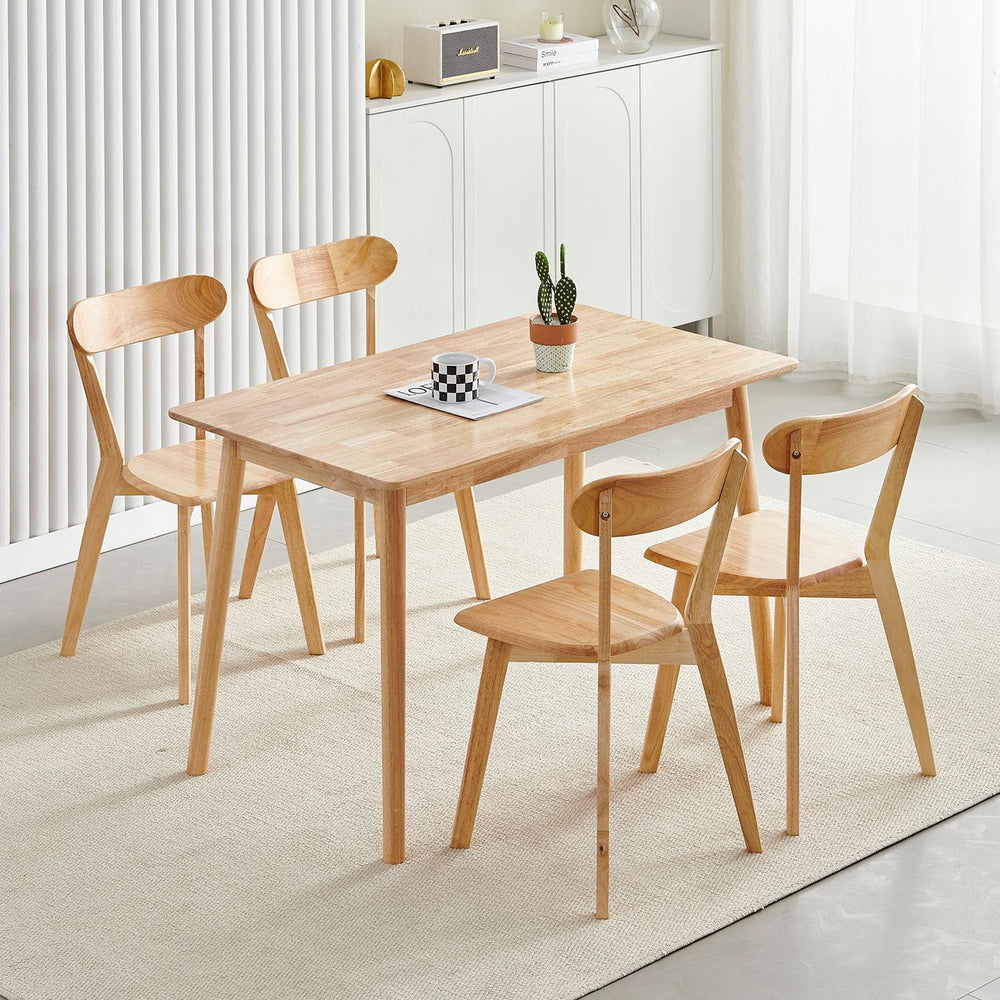 5-Piece Solid Wood Dining Table and Chairs Set for 4, Modern Wood Kitchen Tab...