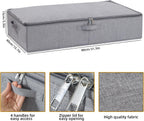 Underbed Storage Organizers, 31.5 x 15.7 x 5.9 Inch Container Bags with Lids, Storage Boxes With Handles for Blanket, Pillows, Shoes, Grey, 3 Pack