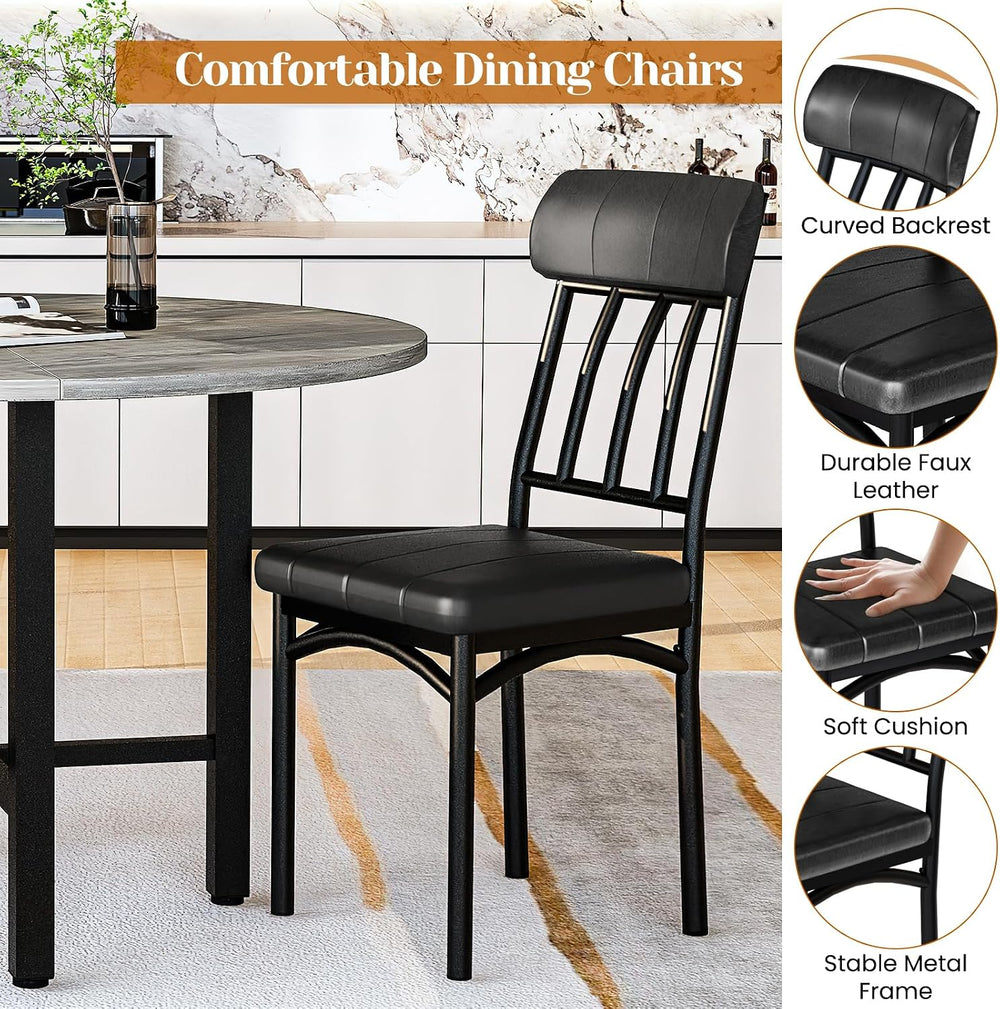 AWQM Round Dining Table Set for 4, Wood Circle Kitchen Table and Chairs Set f...