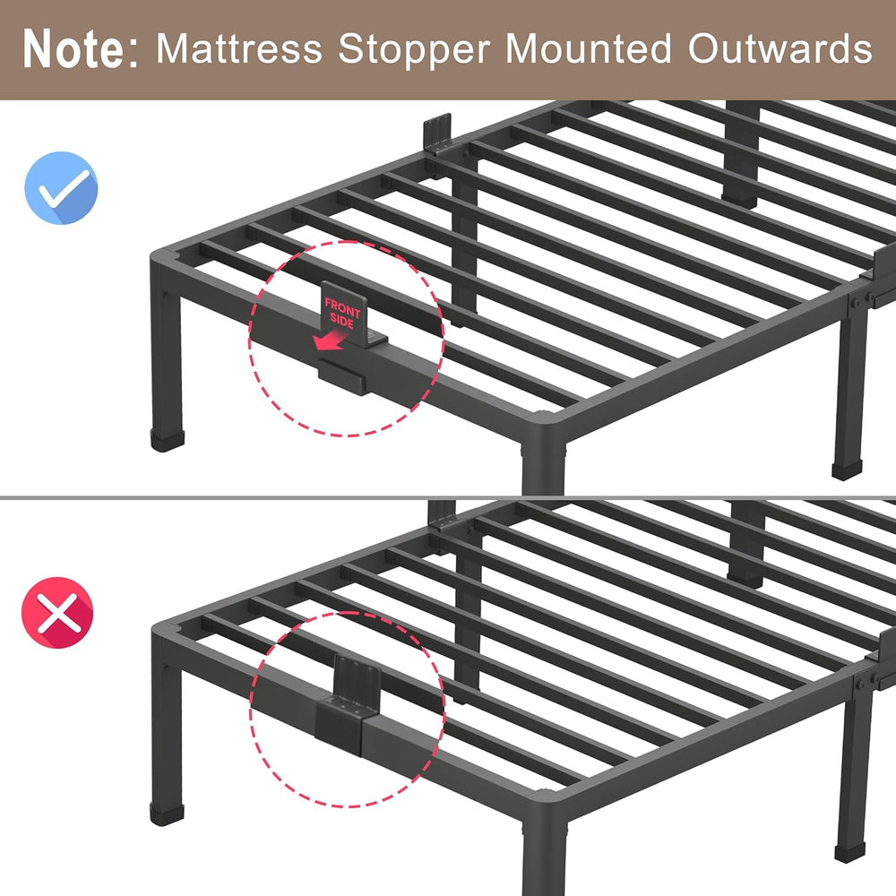 ROIL 20 Inch Queen Bed Frame with Rounded Corner & 4 Mattress Baffles