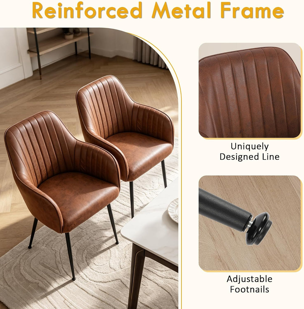 LSSPAID Dining Chairs Set of 2, Upholstered Faux Leather Modern Accent Vanity...