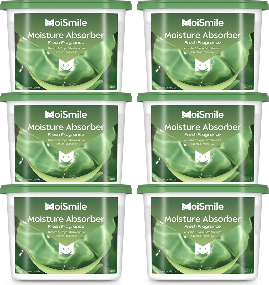 Moisture Absorbers 6 Pack, Fresh Fragrance Closet Dehumidifier for Bathroom, Car ＆ Basement, 10.5 oz Refillable Humidity Absorber Boxes