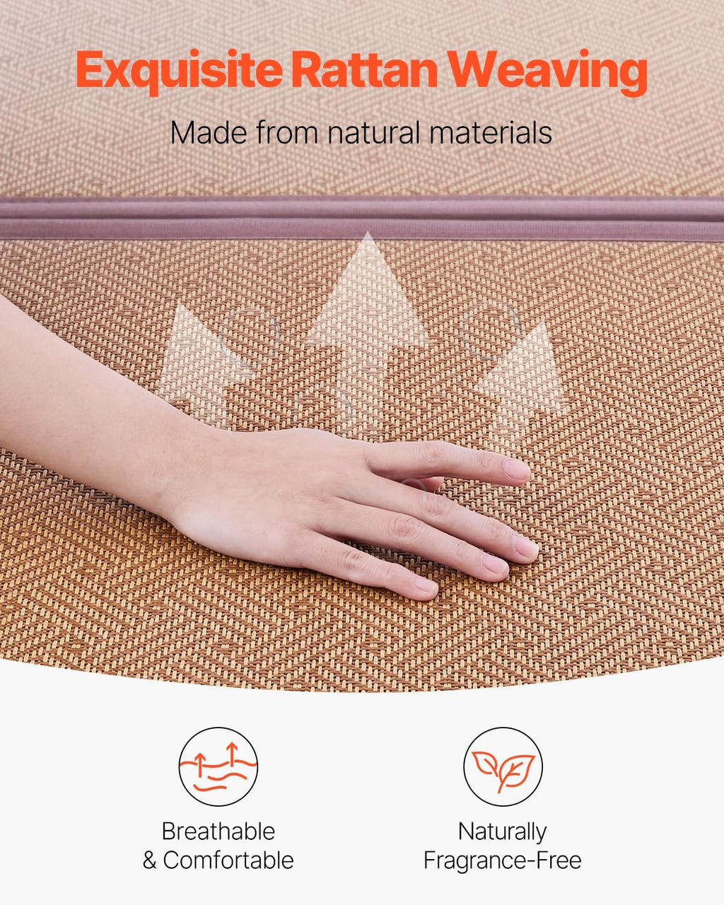 VEVOR Japanese Tatami Mat, Twin XL - 39'' x 80'' Foldable Handwoven Rattan Tatami Mat, Non-Slip & Easily Cleaned Tatami Mattress, Summer Breathable Tatami for Sleeping, Meditation, Yoga