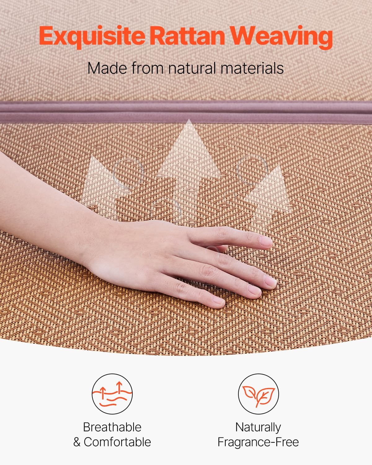 VEVOR Japanese Tatami Mat, Twin XL - 39'' x 80'' Foldable Handwoven Rattan Tatami Mat, Non-Slip & Easily Cleaned Tatami Mattress, Summer Breathable Tatami for Sleeping, Meditation, Yoga