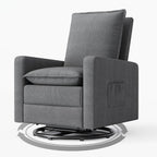 Swivel Glider Recliner for Adult Indoor Upholstered Lounge Nursery Chair Single Sofa with Side Pockets for Living Room Bedroom