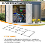 4'x10' Metal Shed Outdoor Storage Shed,Metal Steel Utility Tool Shed Storage House with Double Lockable Doors and Air Vent for Backyard Garden Patio Lawn Gray