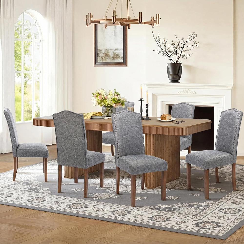 Upholstered Dining Chair Modern Stylish Kitchen Diner Fabric Set of 6