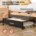 Under Bed Storage with Wheels, XXL Larger Under Bed Storage Containers with Clear Lids, 31'' Lengthen Under Bed Shoe Organizer for Shoes Clothes(Black 2 Pack, XXL(31"x16.6"x7.48"))