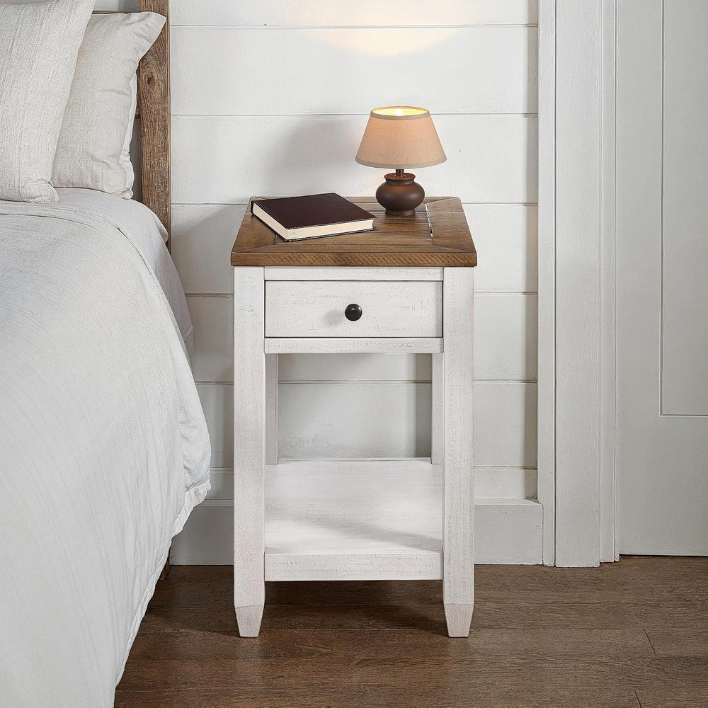 Martin Svensson Home Napa Farmhouse Chairside End Table with Charging Station...