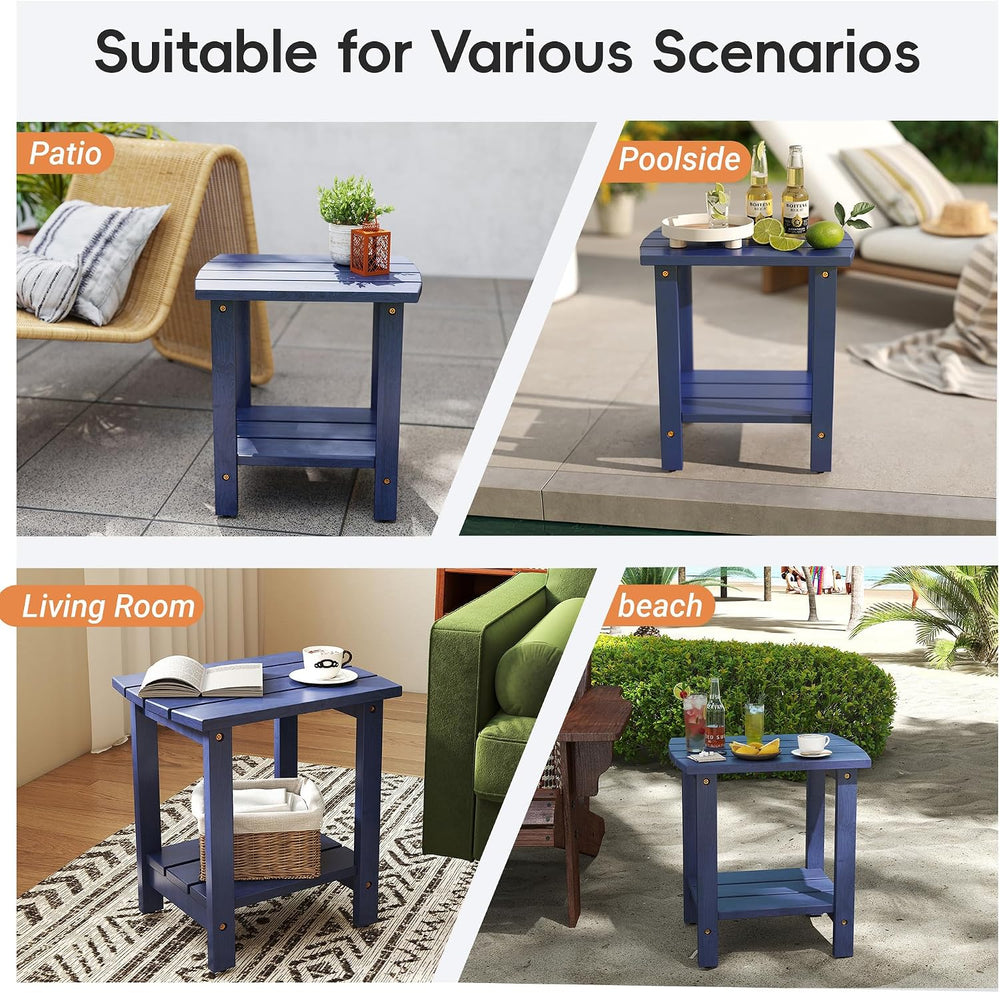 2-Tier Adirondack Side Table 17" with Double Shelf, Easy Assembly Solid ...