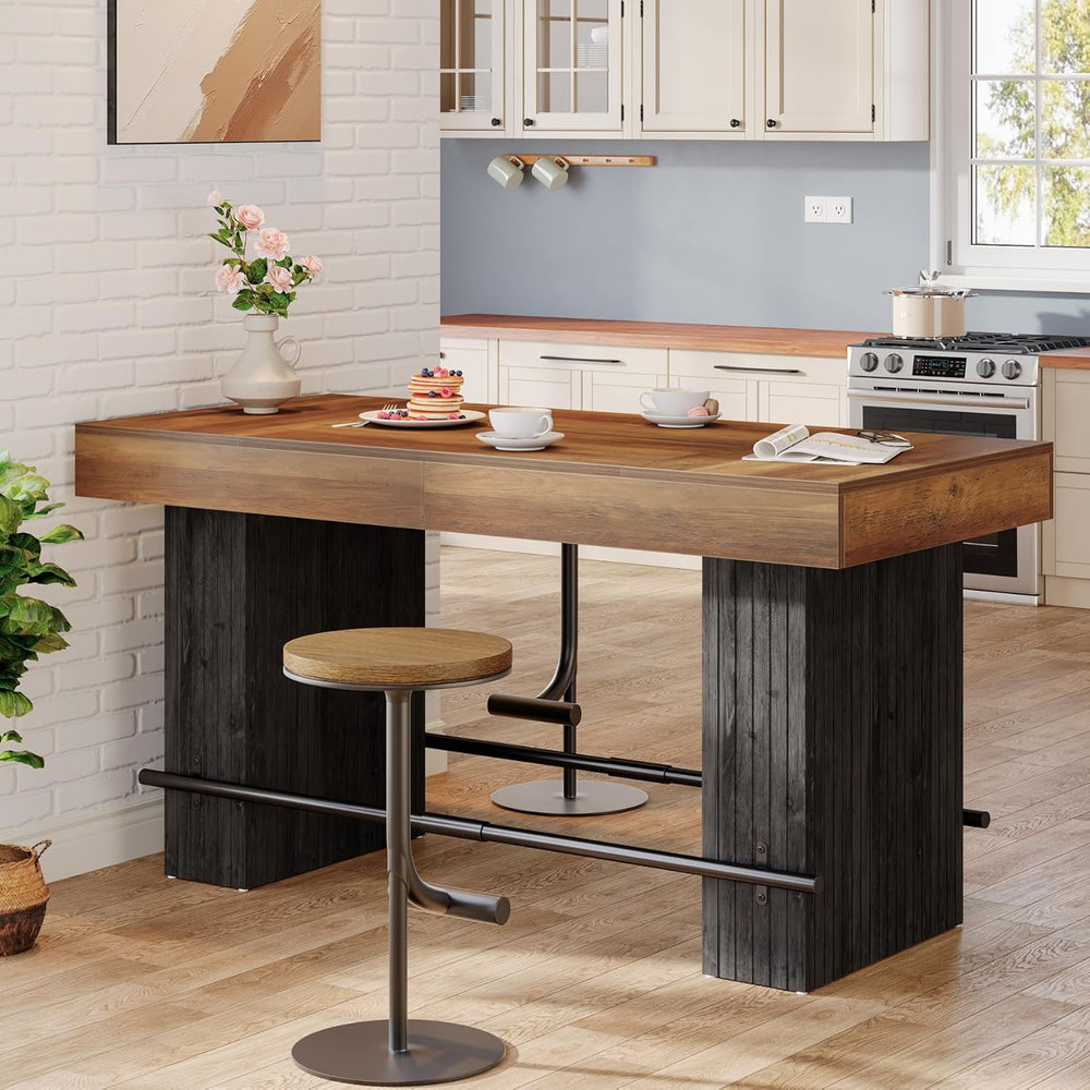 Tribesigns 62.2-Inch Dining Table for 4-6, Counter Height Dining Room Table w...