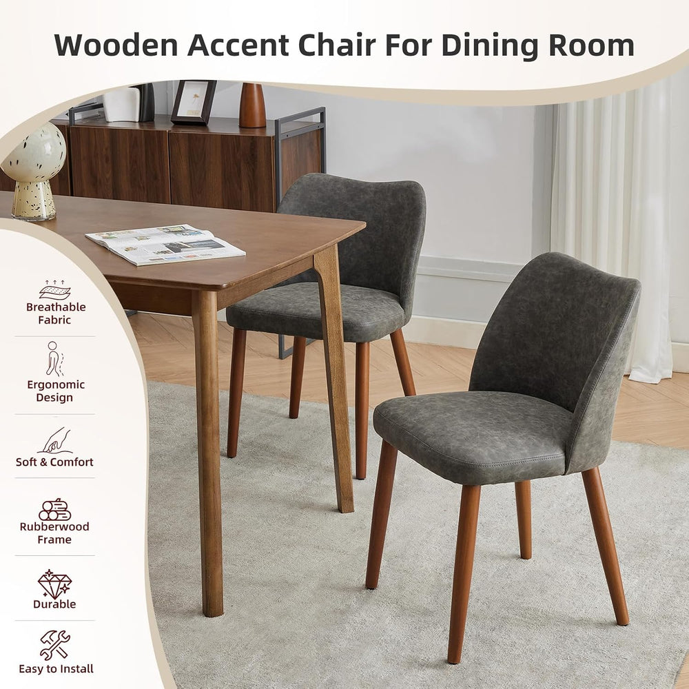 Modern Dining Chairs Set of 4, Upholstered Faux Leather Kitchen Side Chairs w...