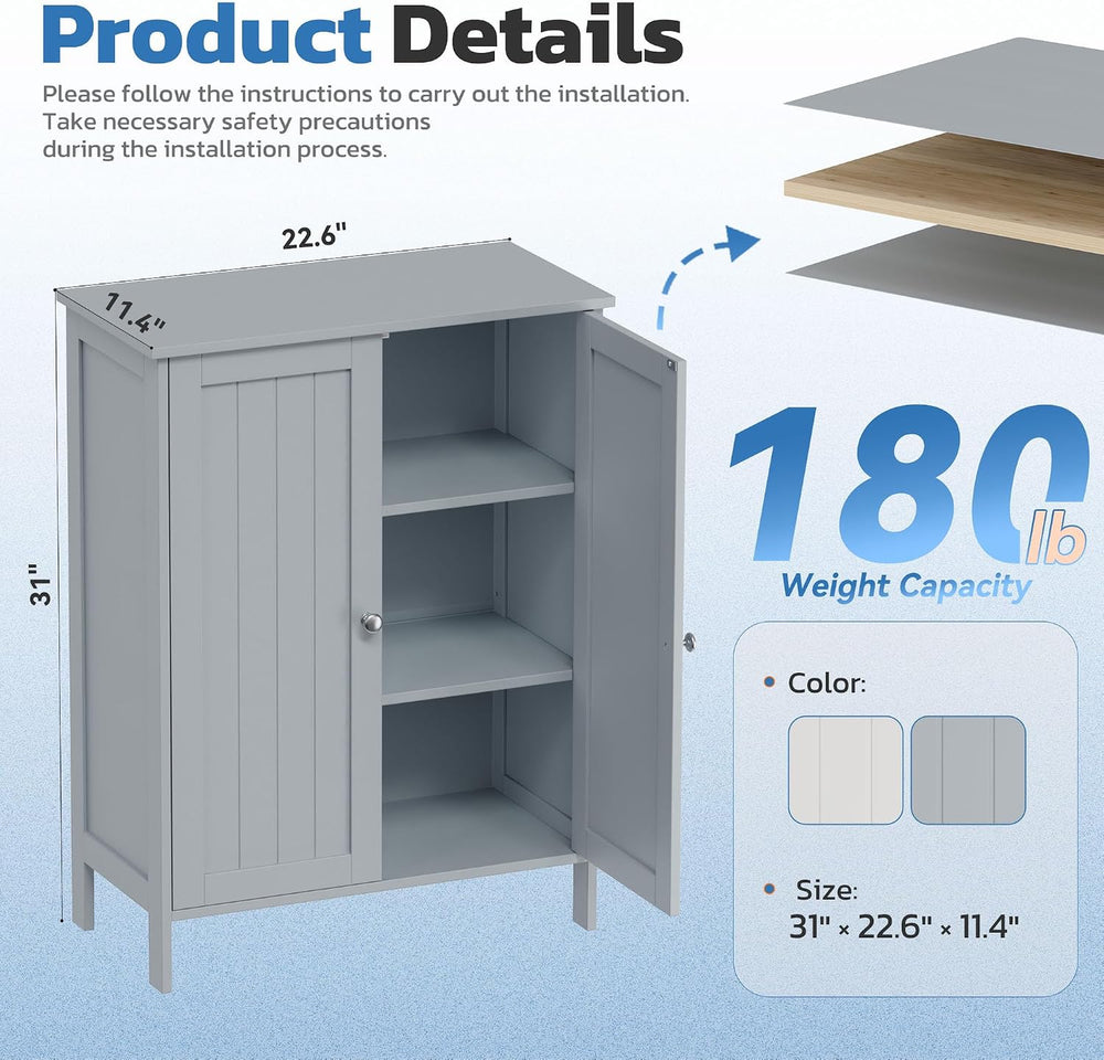 INTERGREAT Small Storage Cabinet, Freestanding Bathroom Storage Cabinets with...