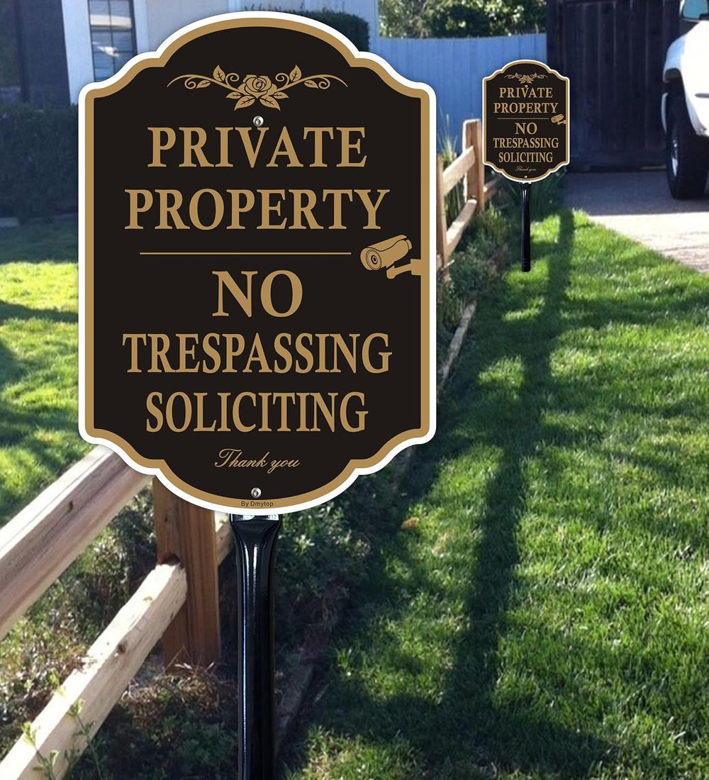 Private Property No Trespassing Signs with 36-inch Metal Stakes, 14 x 10 inch...
