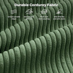 Vesgantti 97" Modular Sectional Sofa Green, Sectional Couch with Movable Ottoman, Comfy Corduroy Couch with Spring Cushion, Modular Sofa with Deep Seat for Living Room, Bedroom and Apartment