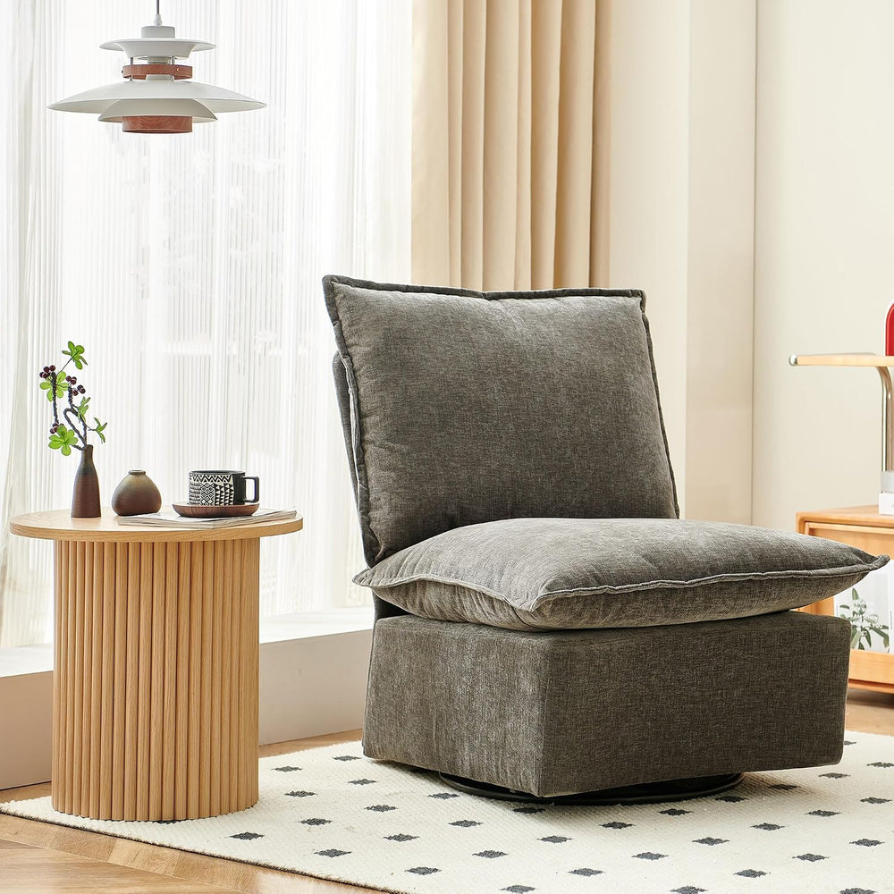 Homedot Small Round Accent Side Table with Wood Strip Base for Living Room, 1...