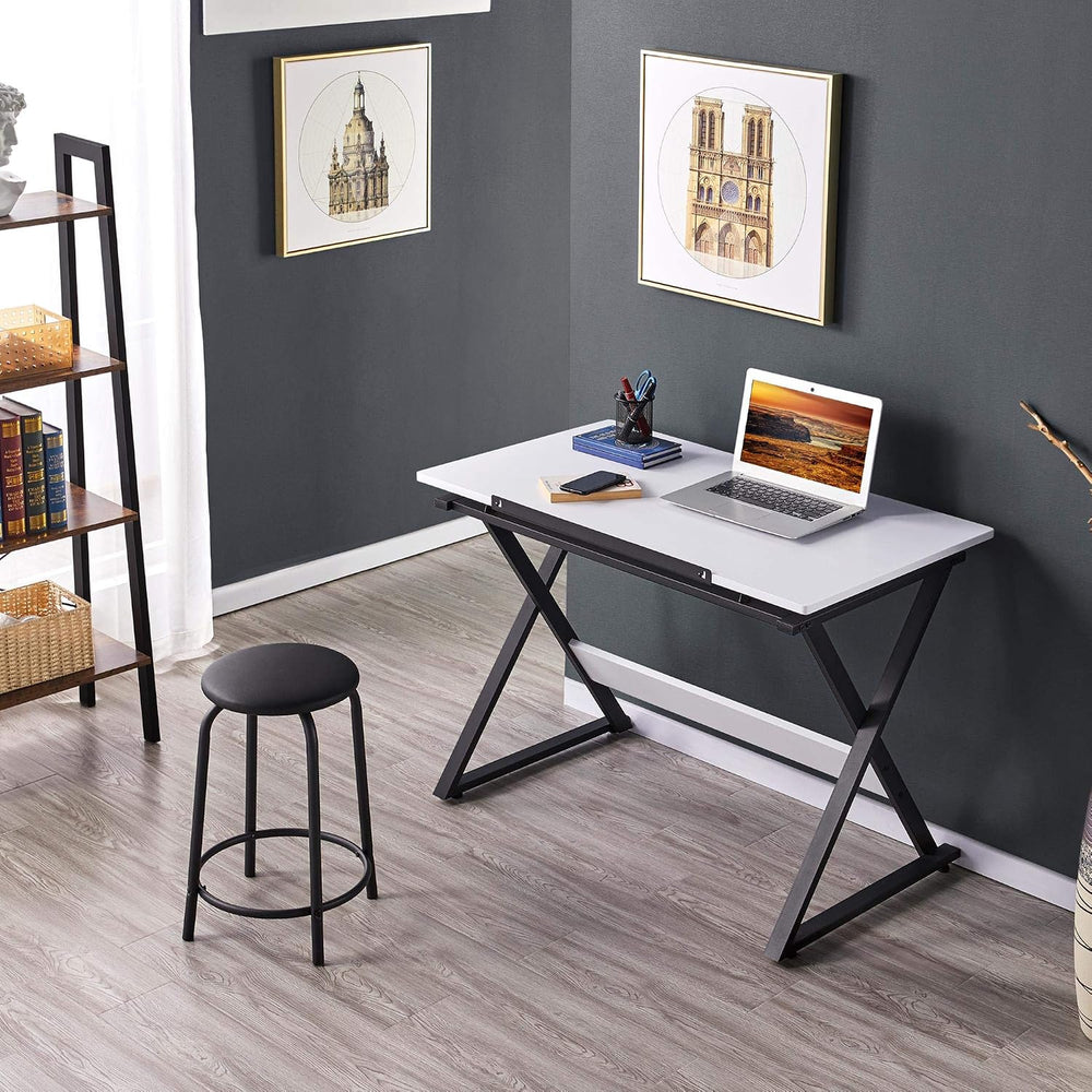 Yaheetech Height Adjustable Drafting Table, Tilting Art Desk, White | Sturdy ...