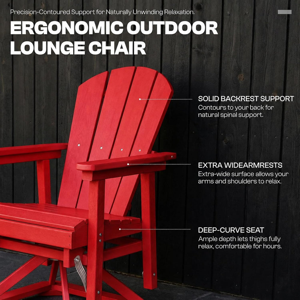 Set of 2 Adirondack Swivel Glider Chairs, All-Weather HDPE Patio Glider Set f...