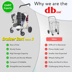 dbest Products Cruiser Cart Deluxe 2 with Liner Bag Bundle Shopping Grocery Rolling Folding Laundry Basket on Wheels Foldable Utility Trolley Compact Lightweight Collapsible