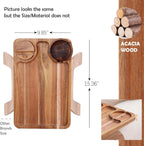 Nnewvante 2 Pack Couch Armrest Table, Acacia Wood Sofa Arm Clip On Tray | 3 in 1, Large 15.36 X 9.85 in Sofa Arm Table, 360° Rotating Cup & Phone Holder and Non-Slip Base