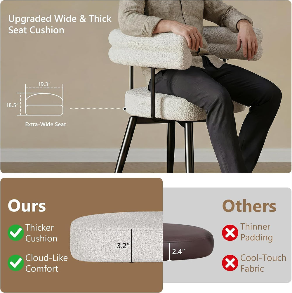 AODAILIHB 360° Swivel Boucle Dining Chairs Set of 2,Modern Upholstered Kitche...