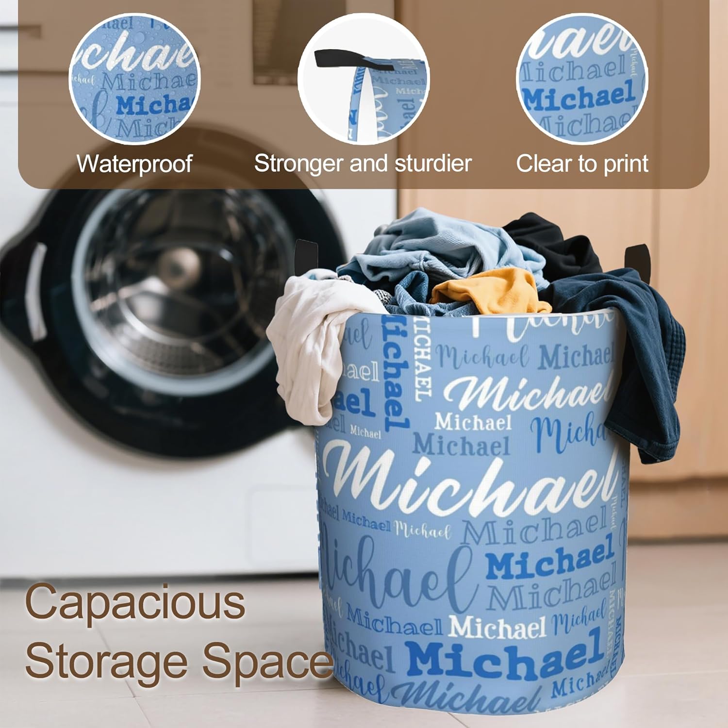 Custom Name Laundry Hamper, Personalized Laundry Baskets with Name for Boys Girls Women Men, Customized Collapsible Dirty Clothes Hamper Easy Storage Gifts for Bedroom Bathroom Living Room