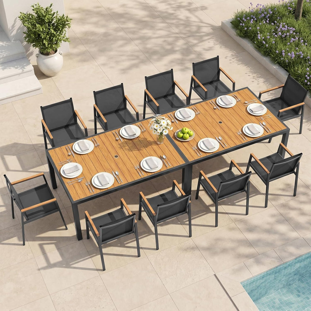 Outdoor Dining Set for 10, Aluminum Patio Table and Chairs Set, 12-Piece All ...